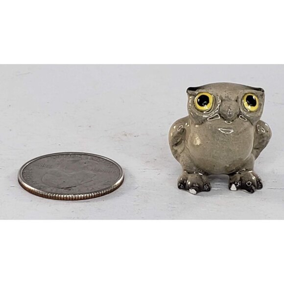 Hagen Renaker Barn Owl Grey Horned Brown Baby Miniature Figurine Set - Picture 2 of 12